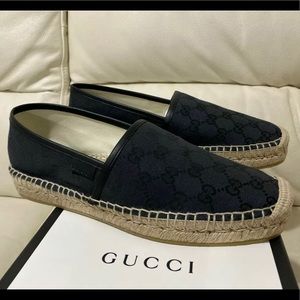 GUCCI DOUBLE G LOGO BLACK MENS ESPADRILLES SHOES